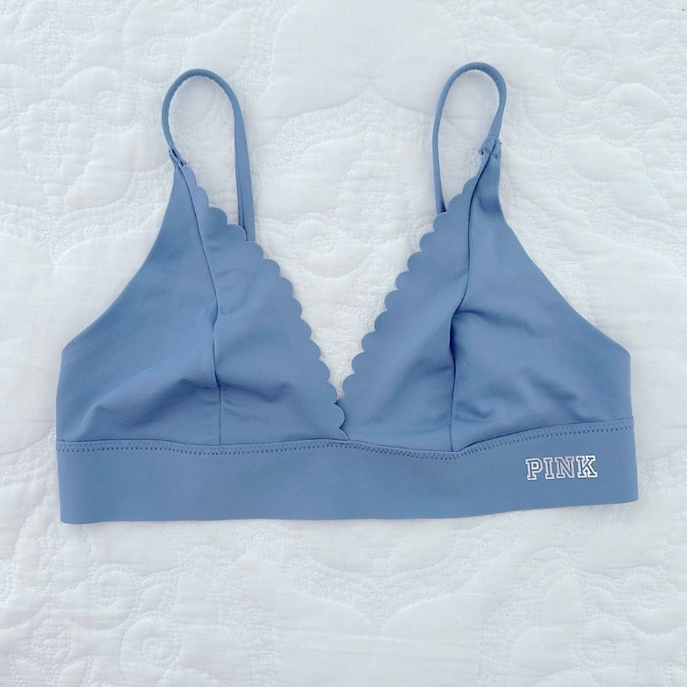 Victoria’s Secret PINK Bralette Unlined Bra Silky Blue Size Small S Bonded